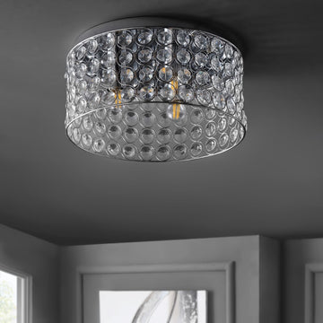 Ellen 15" Crystal/Metal LED Flush Mount - JONATHAN Y